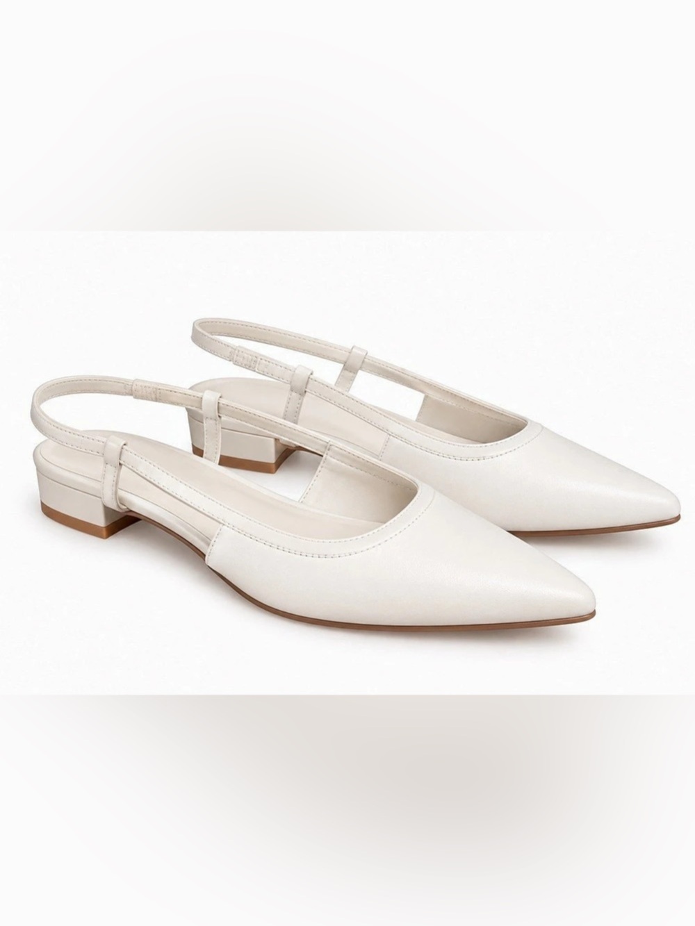 White Pointed Toe Slingback Flats | US 6 | NWOT